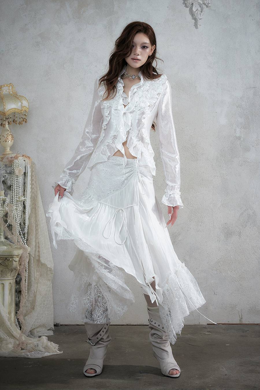 Satin Ruffle Blouse