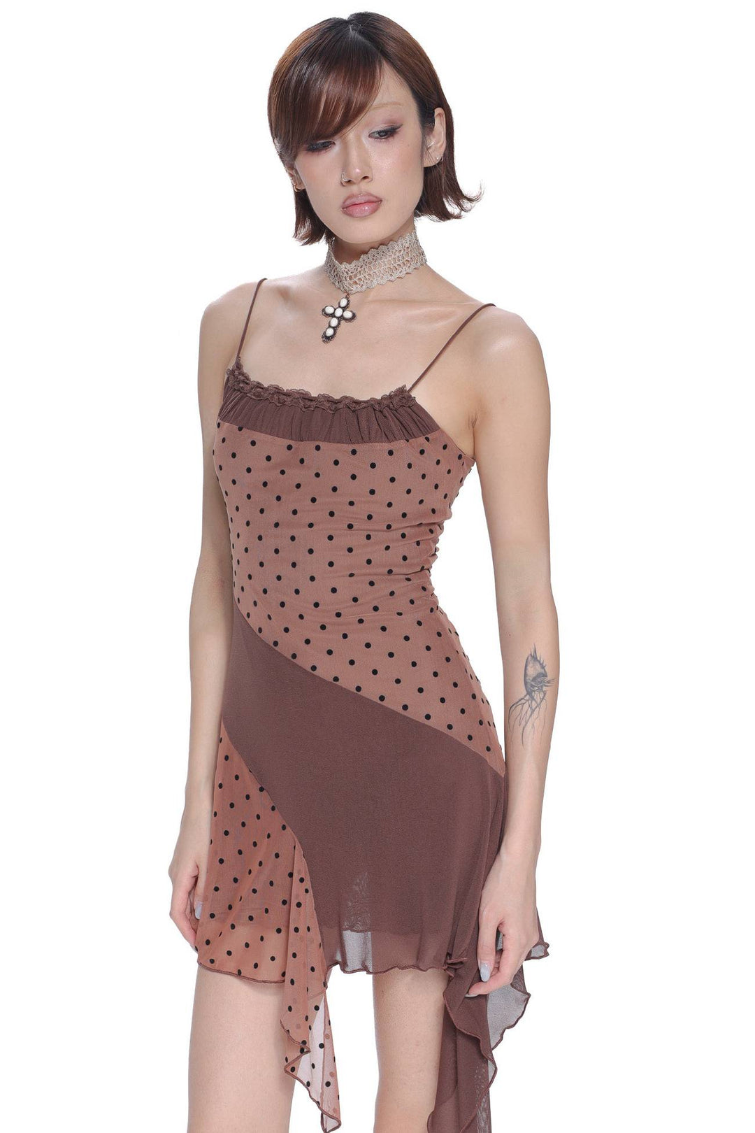 Polka Dot Asymmetric Dress