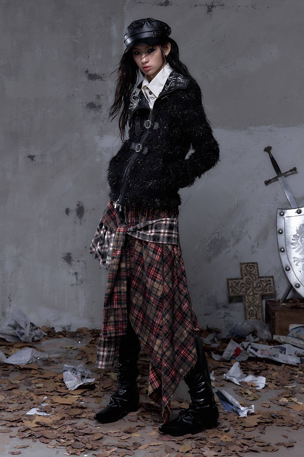 Plaid Wrap Maxi Skirt