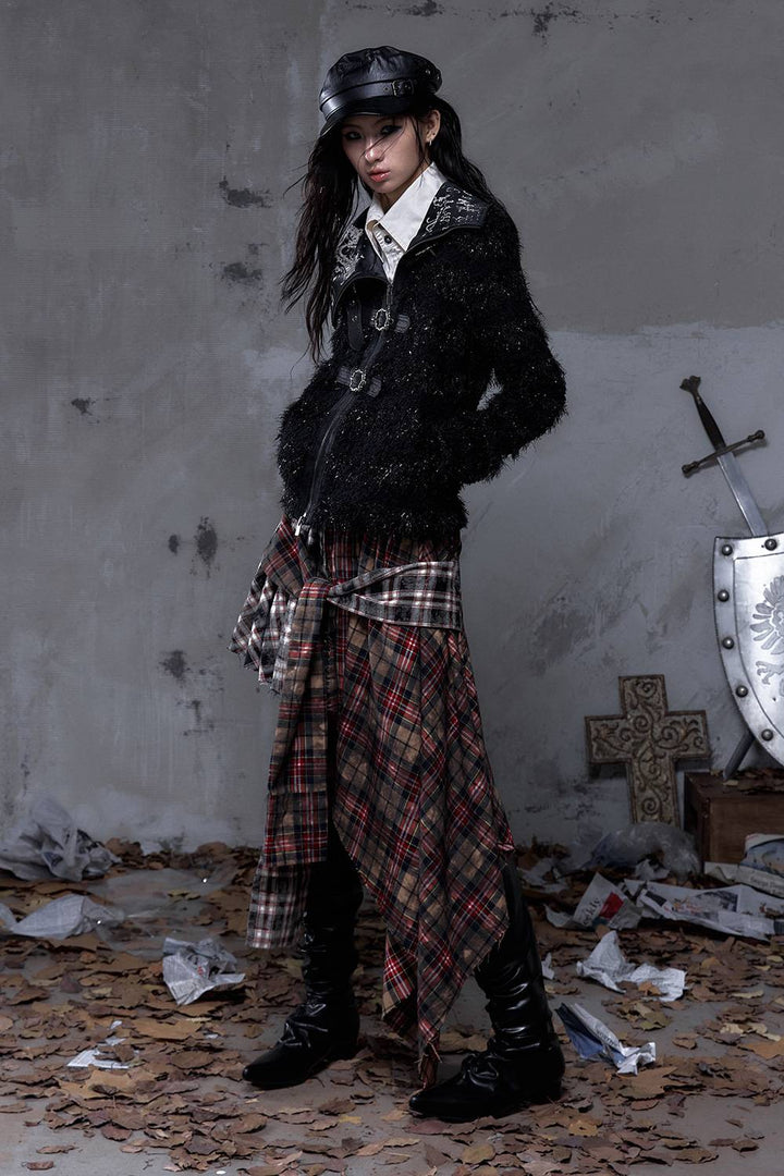 Plaid Wrap Maxi Skirt