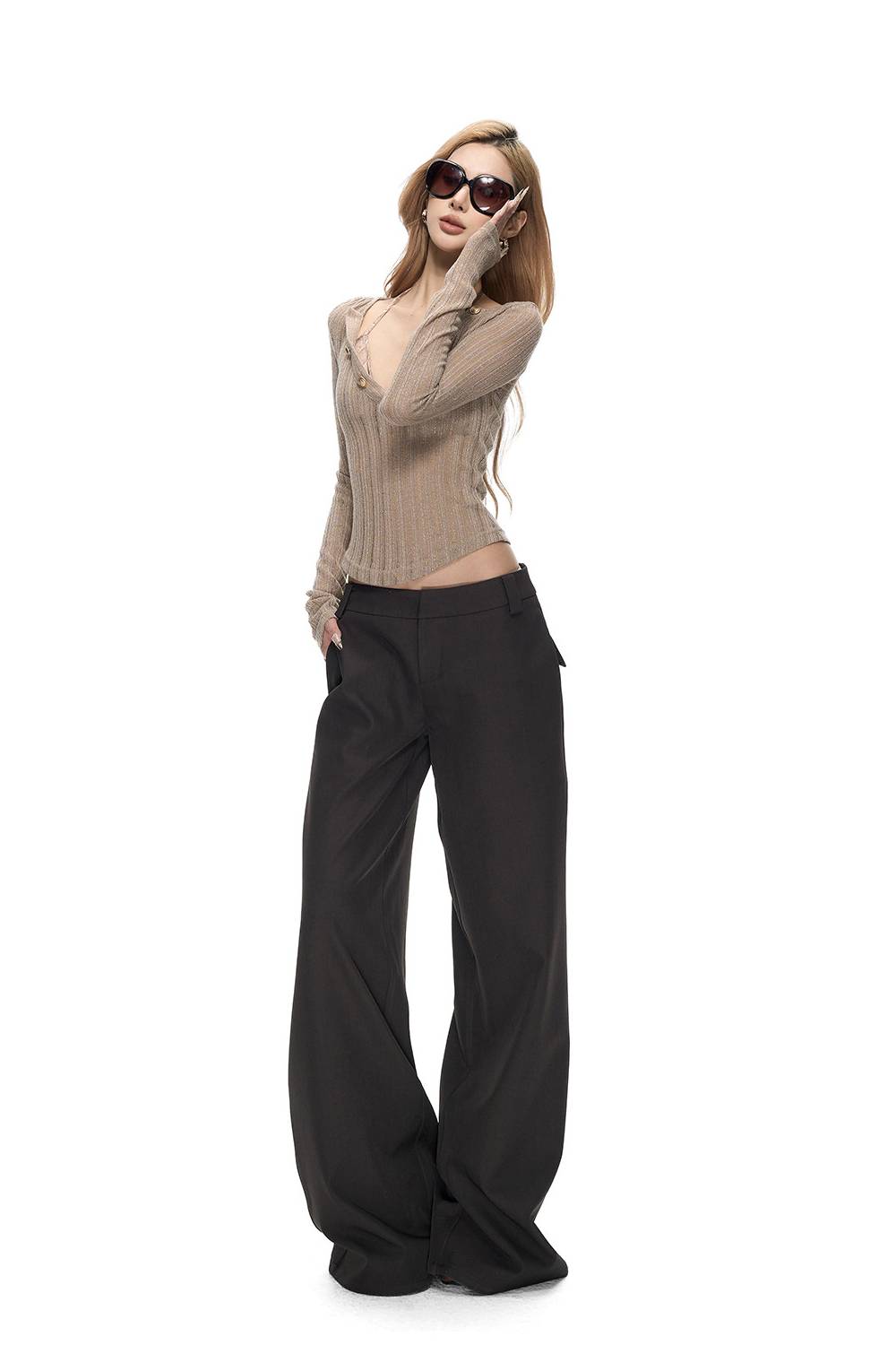 Low Rise Wide-Leg Trousers