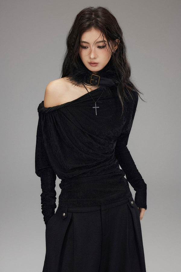 Daisy Asymmetric Velvet Top