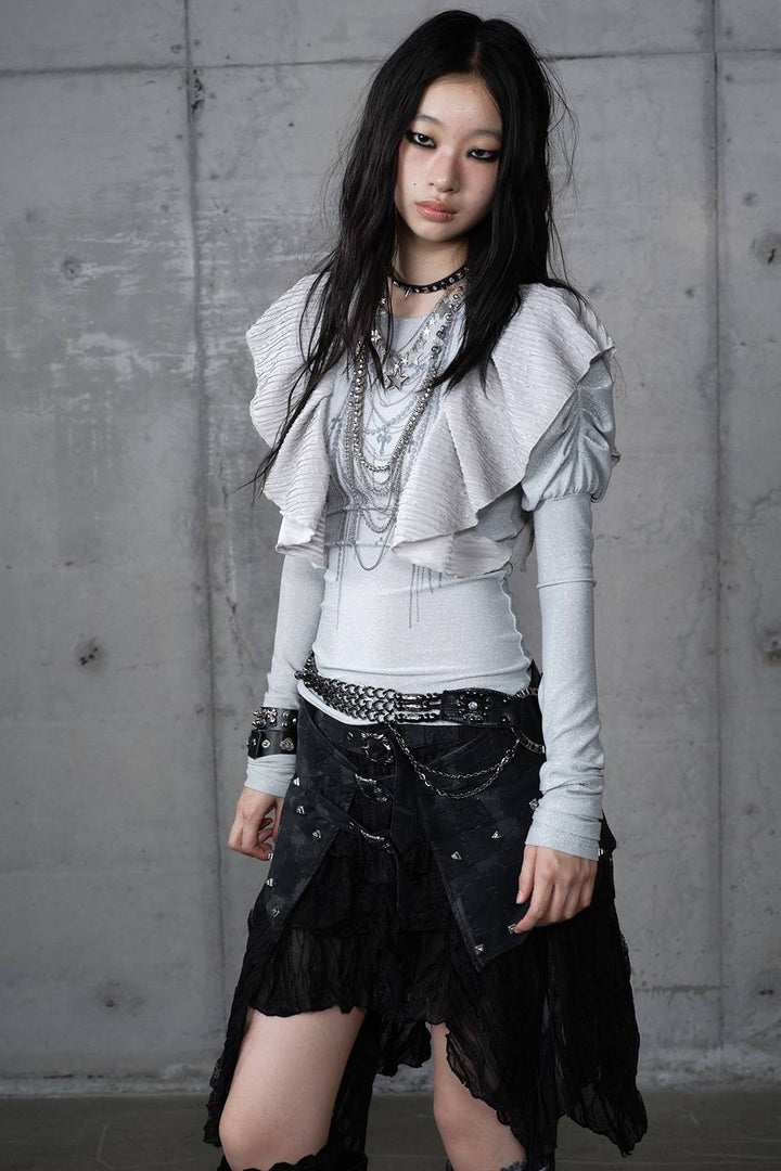 Slim Ruffled Flutter Shirt