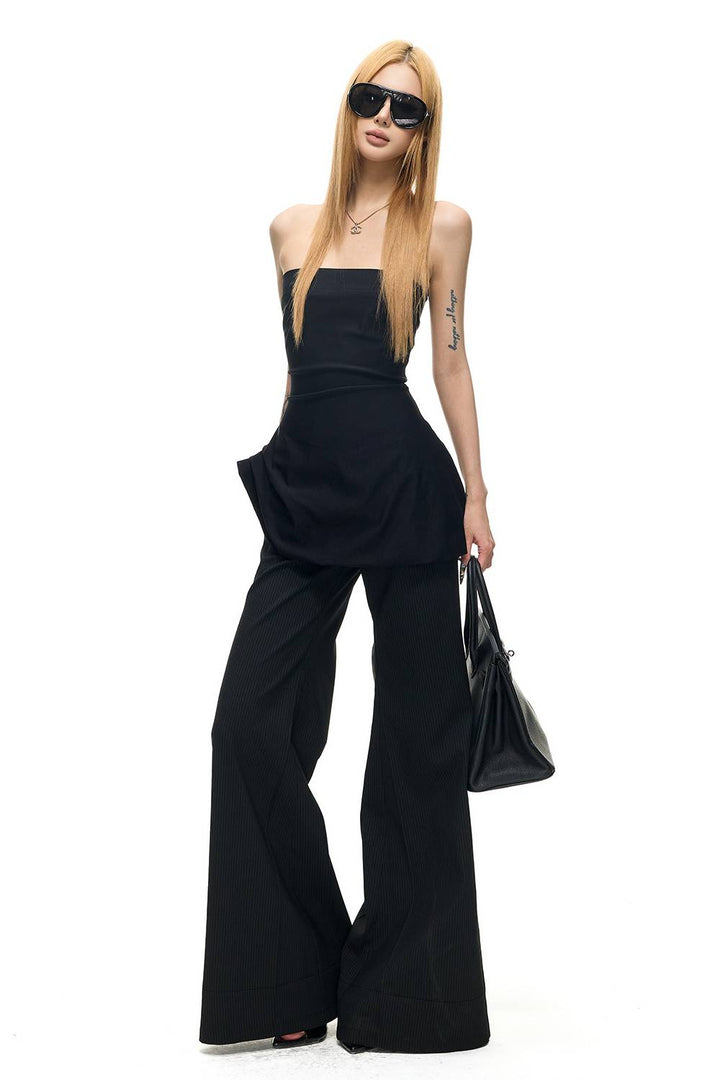 Low Rise Pinstripe Trousers