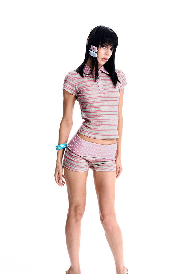 Striped Foldover Shorts