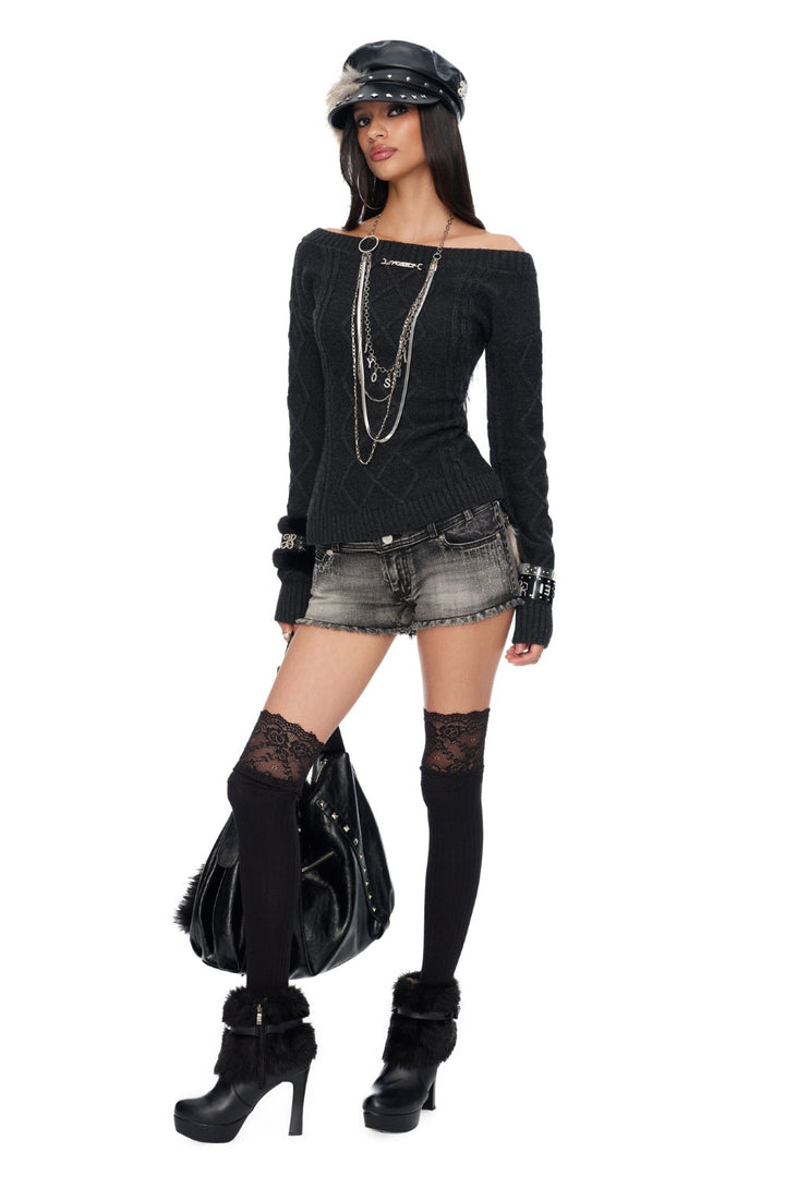 Blair Lace-Up Knit Sweater