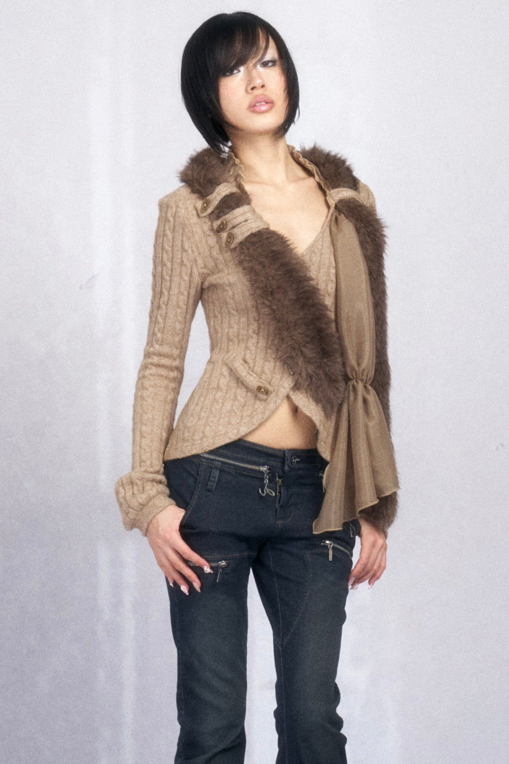 Esme Cross Fur Cardigan