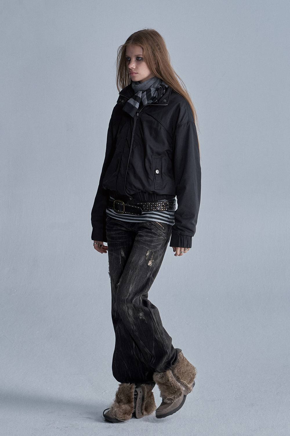 Cropped Panelled Fleece Jacket