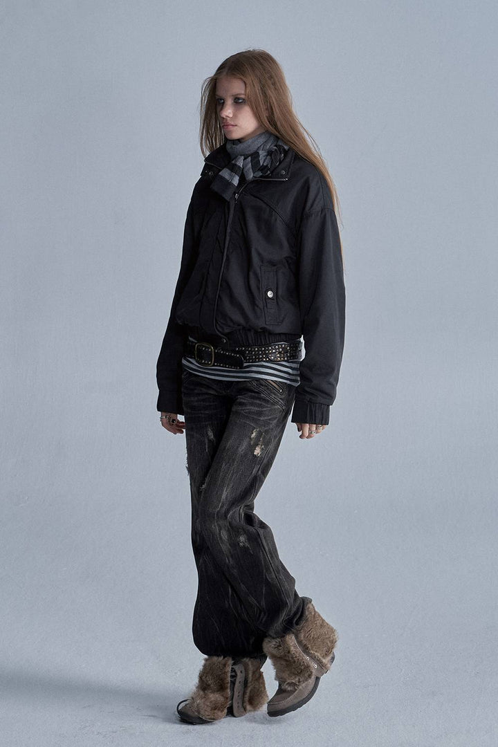 Cropped Panelled Fleece Jacket