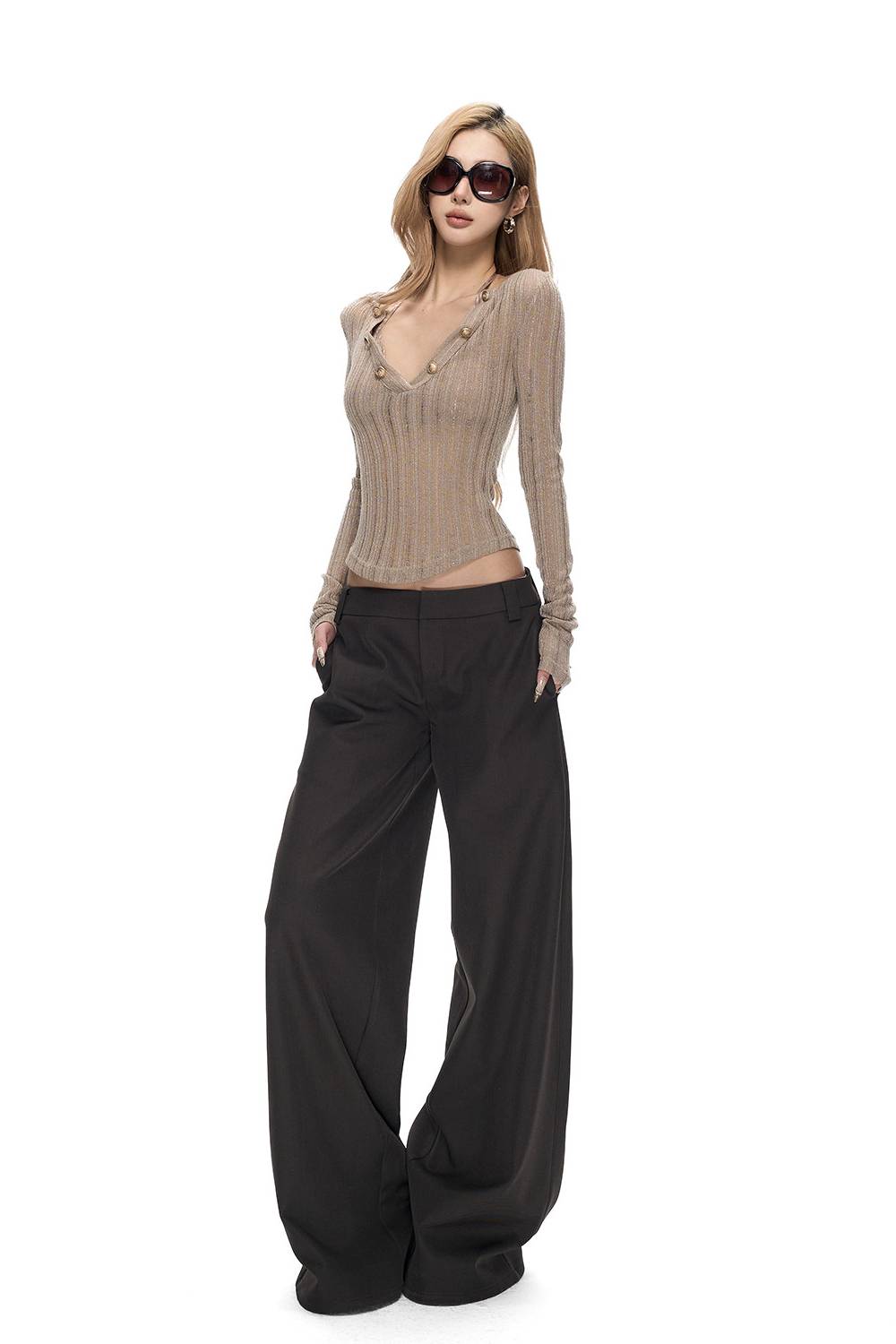 Low Rise Wide-Leg Trousers