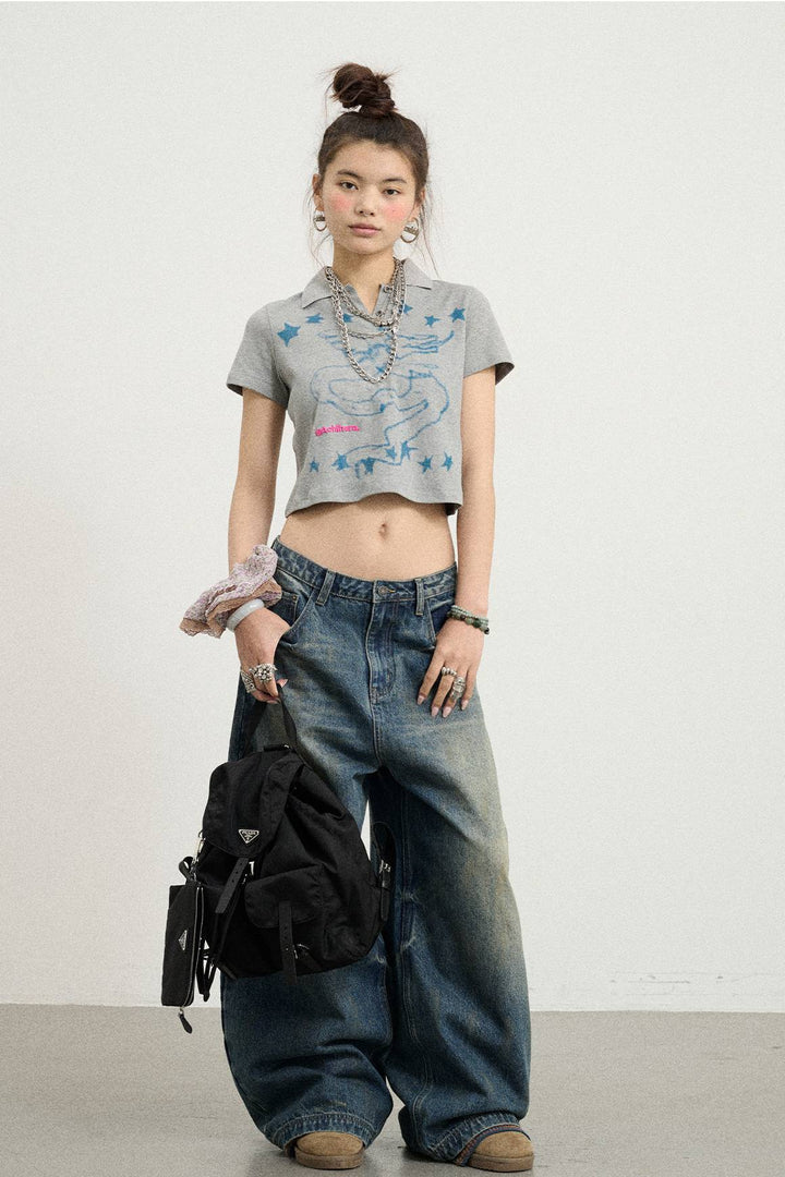 Cropped Angel Polo Shirt