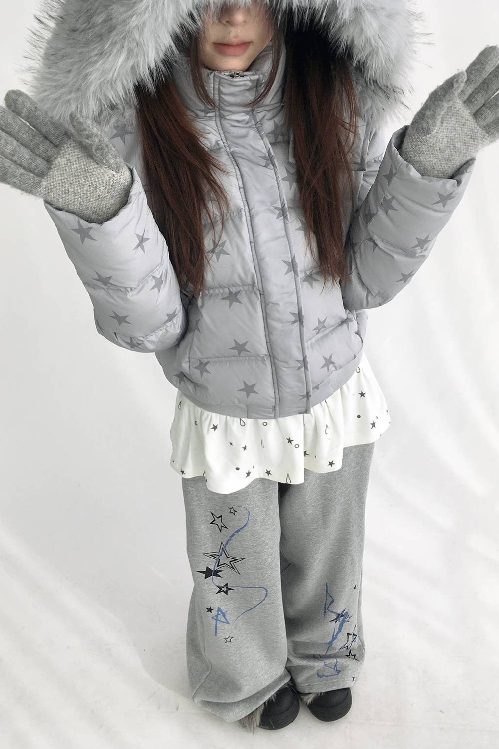 Cropped Star Puffer Jacket