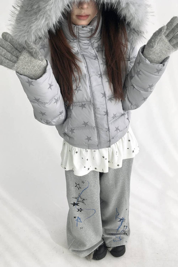 Cropped Star Puffer Jacket