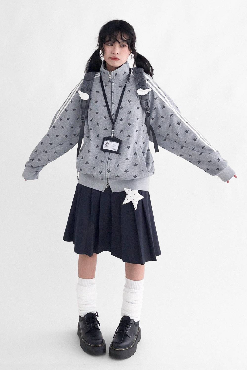 Star Print Cotton Zip