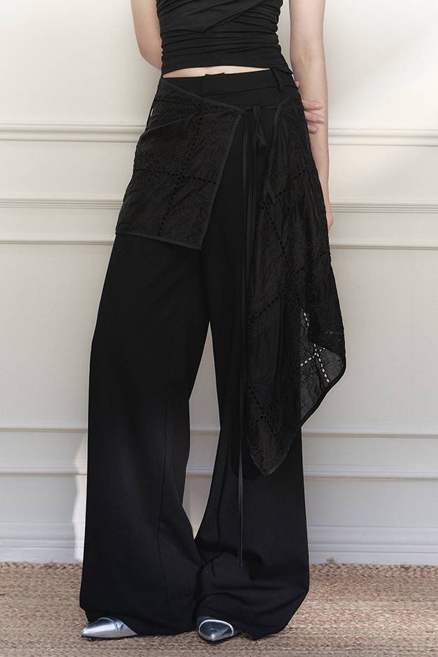Draped Lace Overlay Pants