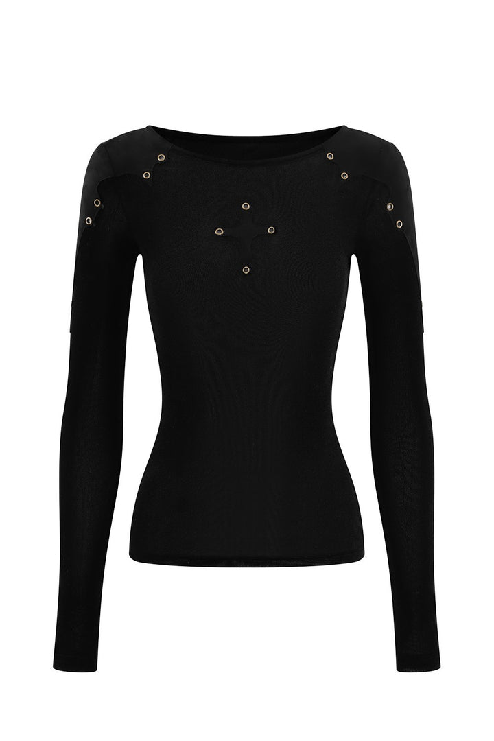 Eva Black Eyelet Top
