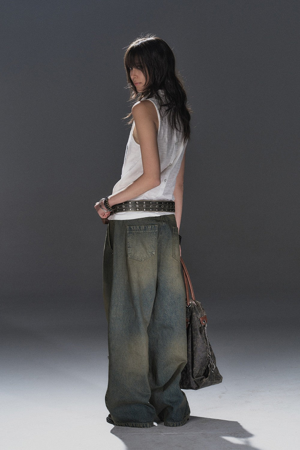 Studded Wide Denim Jeans