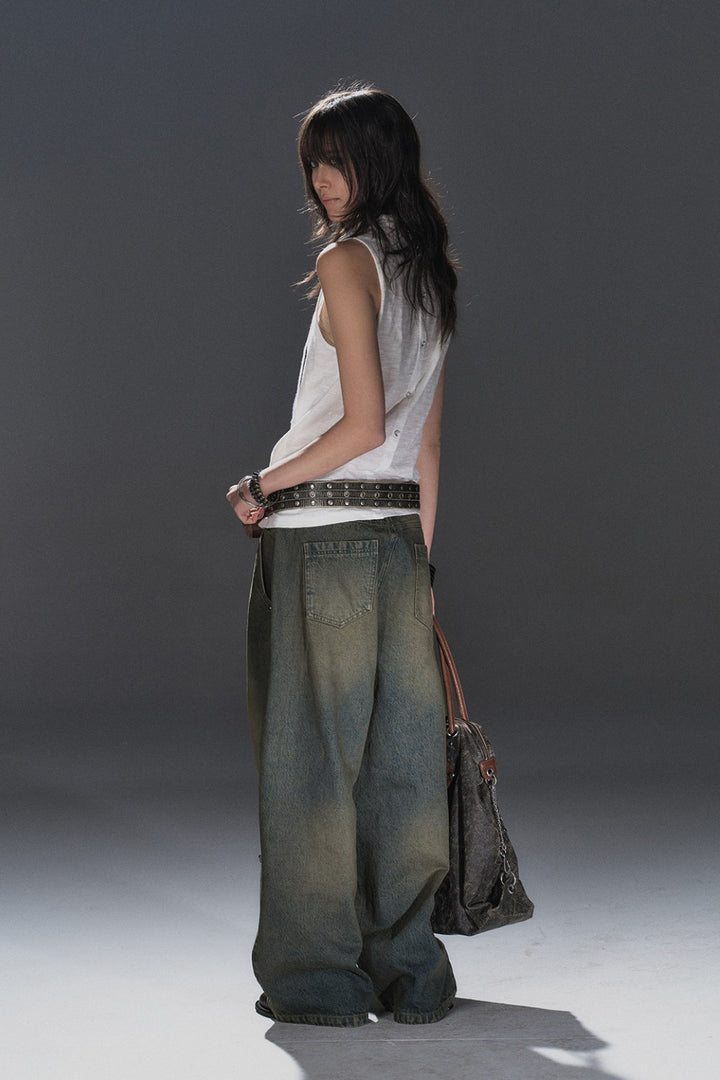 Studded Wide Denim Jeans