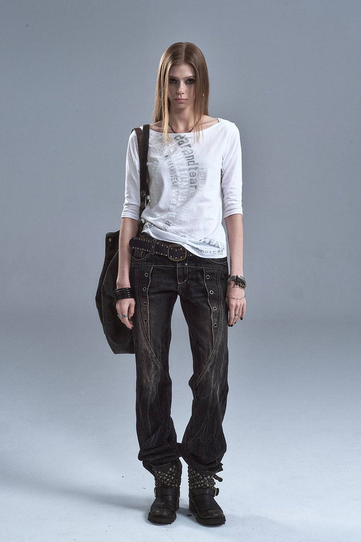 Washed Letter Print Top