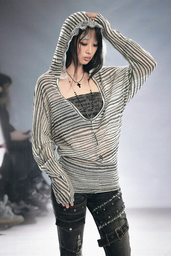 Chloe Striped Layered Hoodie