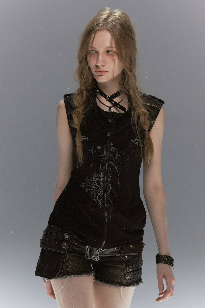Foldover Collar Zip Tank
