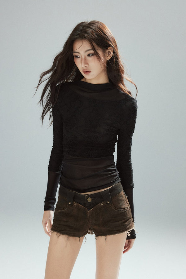 Lace Layered Mesh Top