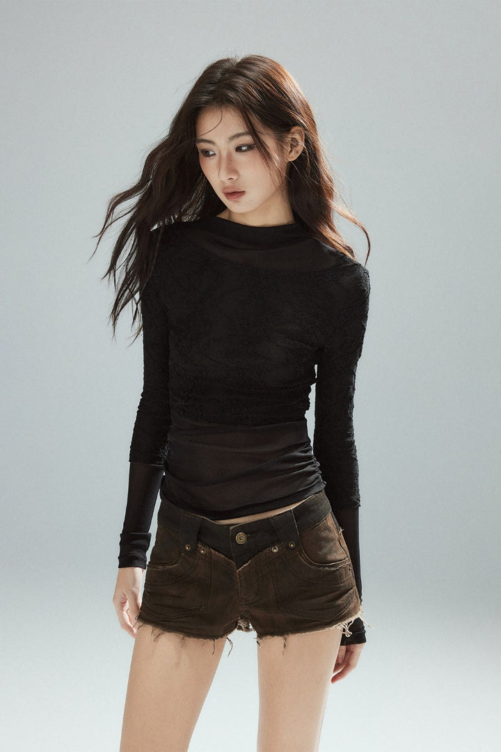 Lace Layered Mesh Top