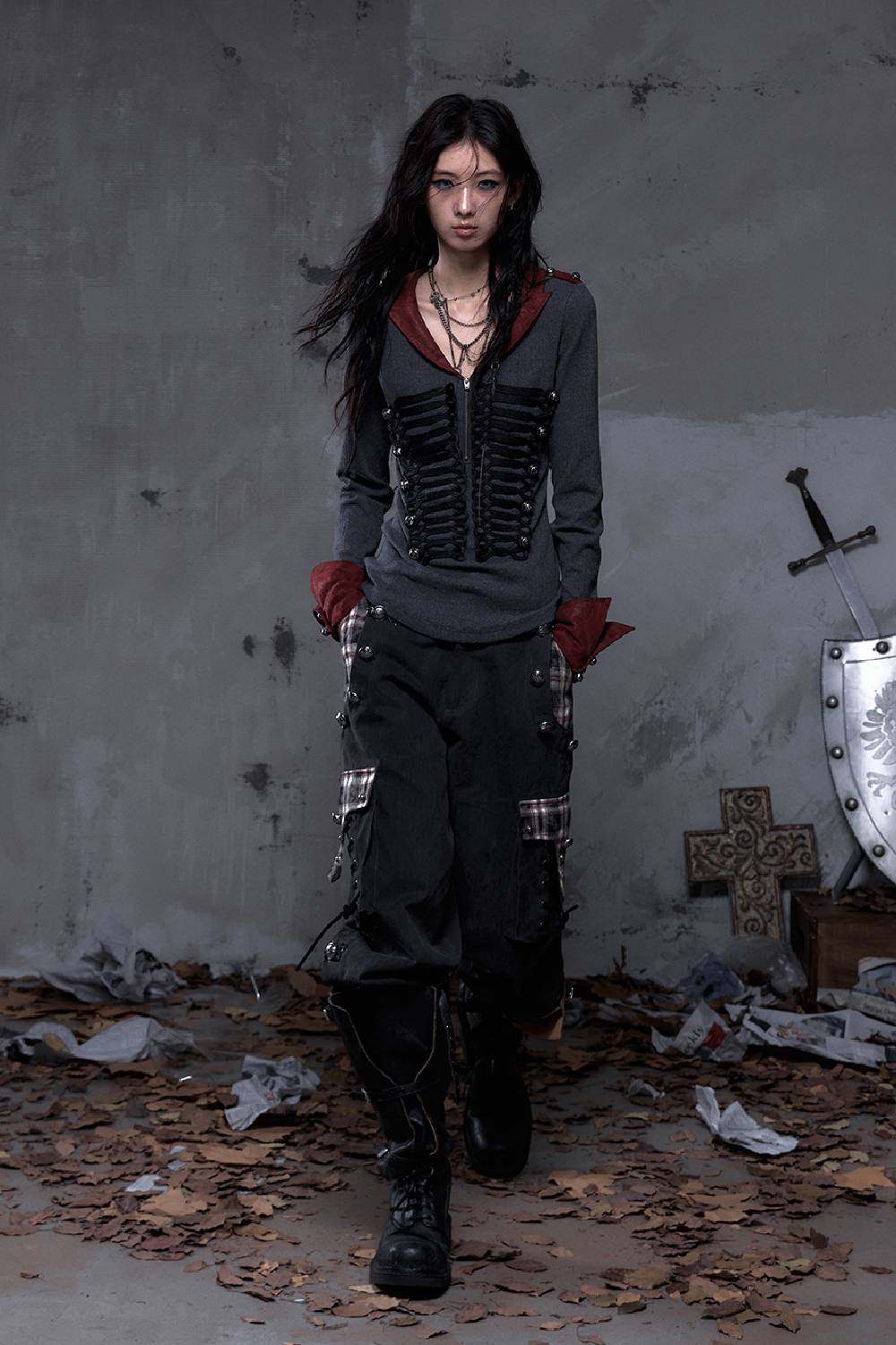 Ribbed Military Knit Top