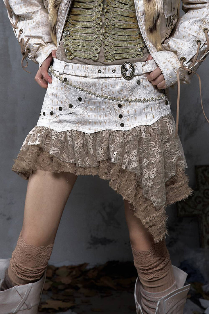 Croc Texture Mini Skirt