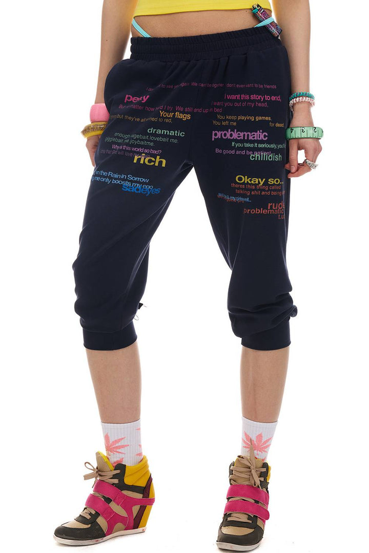 Graphic Print Cropped Pants
