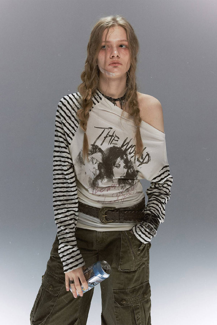 Zebra Sleeve Graphic Top