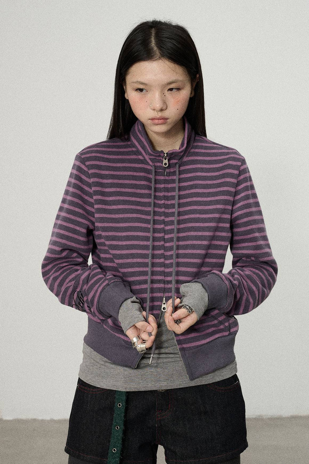 Fitted Striped Zip Jacket