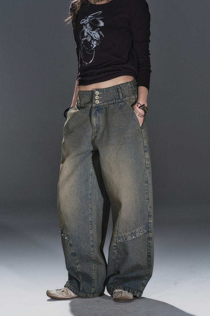 Studded Wide Denim Jeans