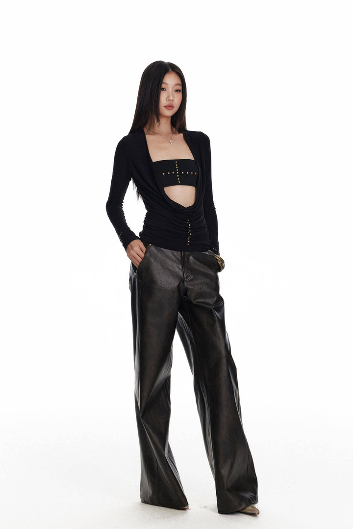 Draped Stud Detail Top