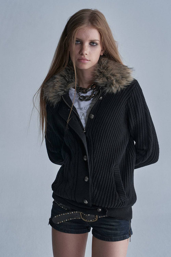 Faux Fur Knit Jacket