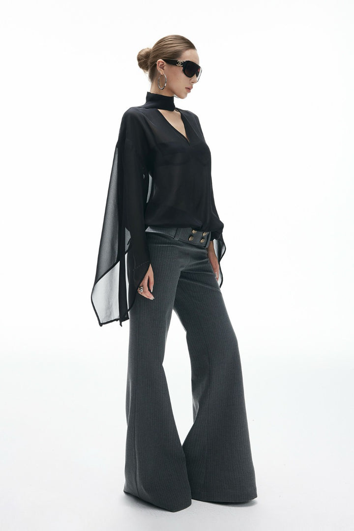 Pinstriped Tailor Flare Pants