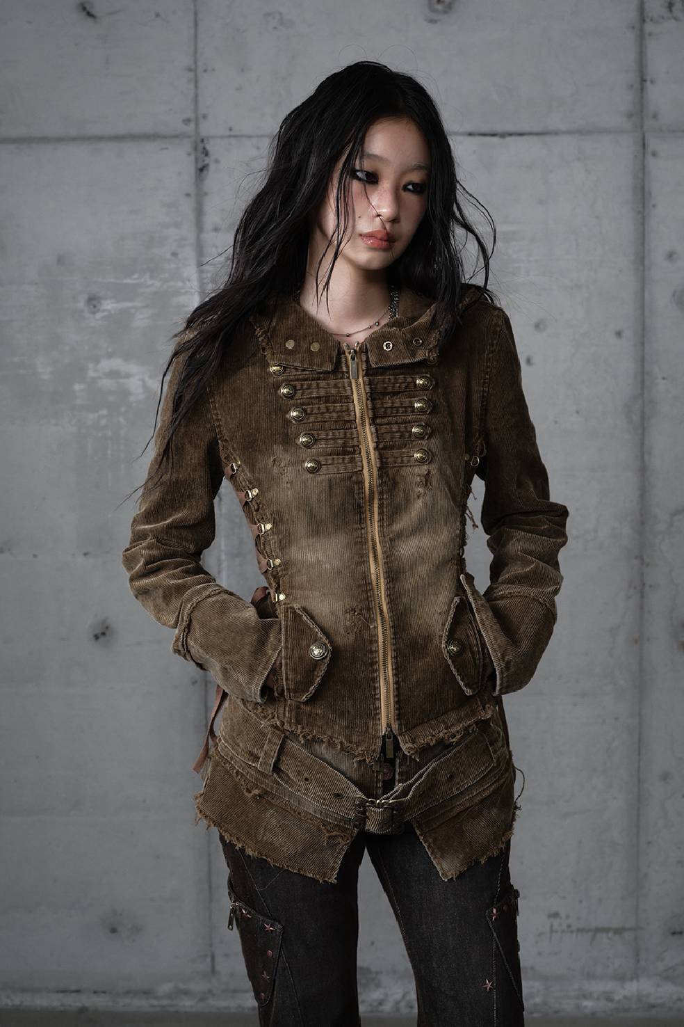 Distressed Military Cord Jacket