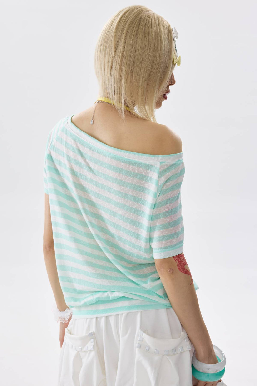 Asymmetric Striped Graphic Top