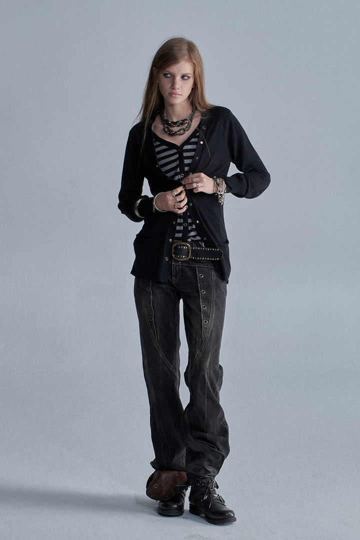 Studded Stripe Cardigan