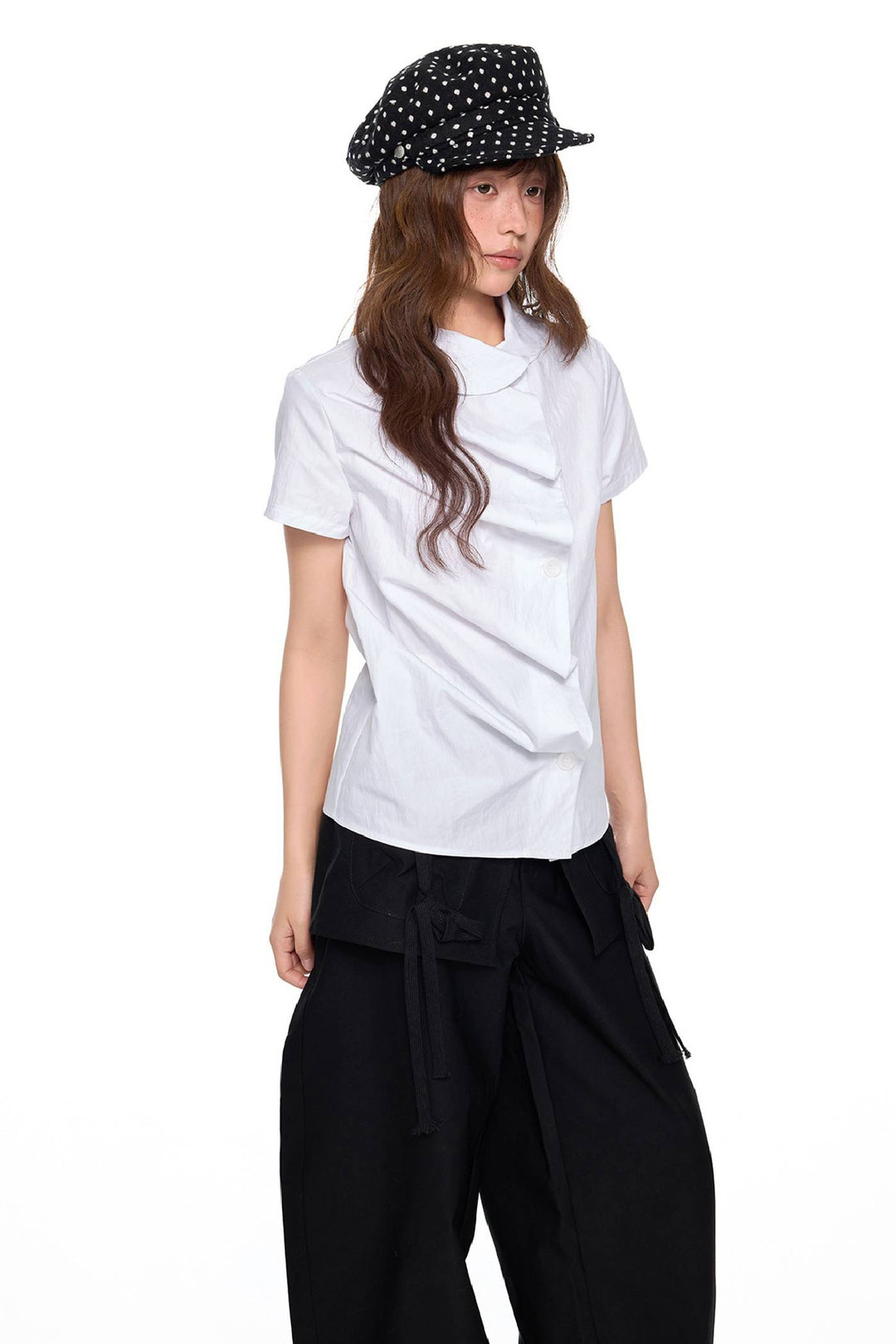 Fitted Ruffle Collar Top