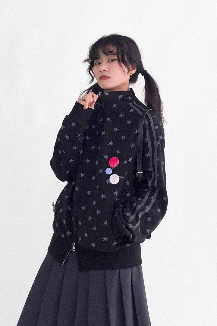 Star Print Cotton Zip