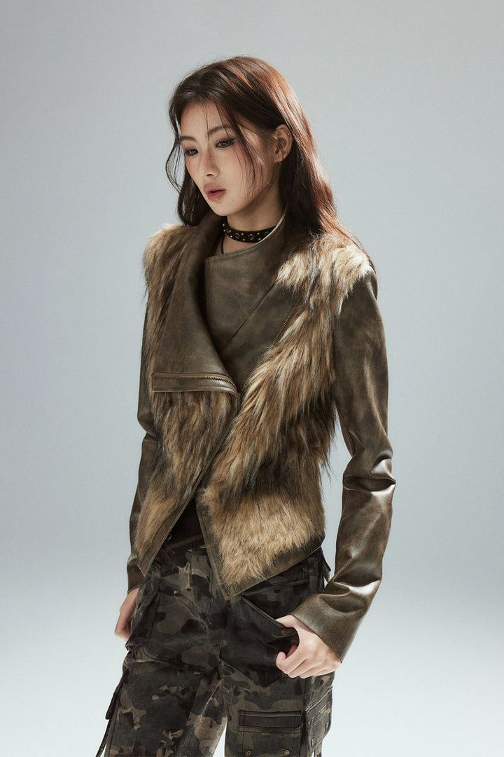 Faux Fur Leather Jacket