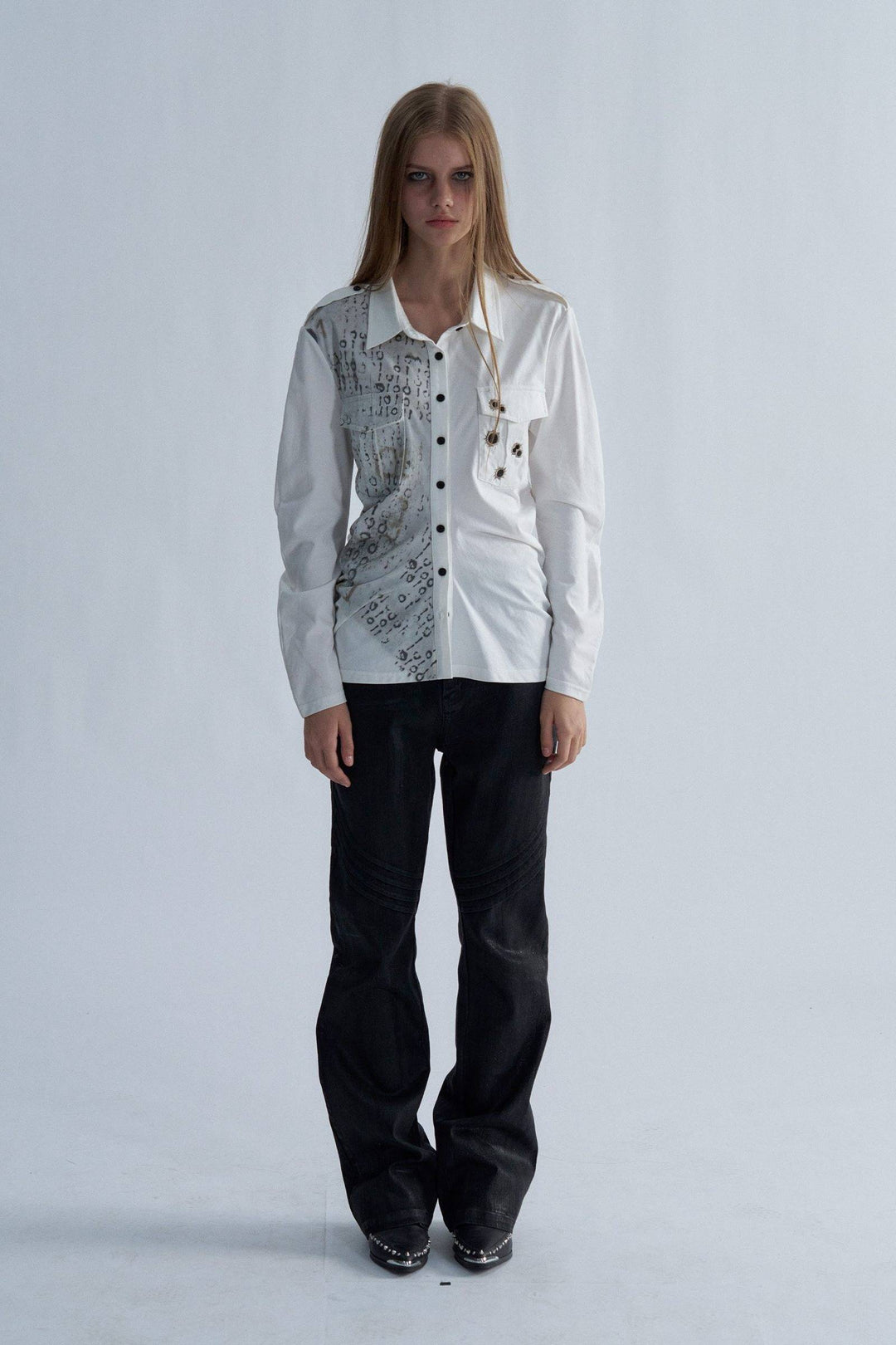 Static Ruched Button Shirt