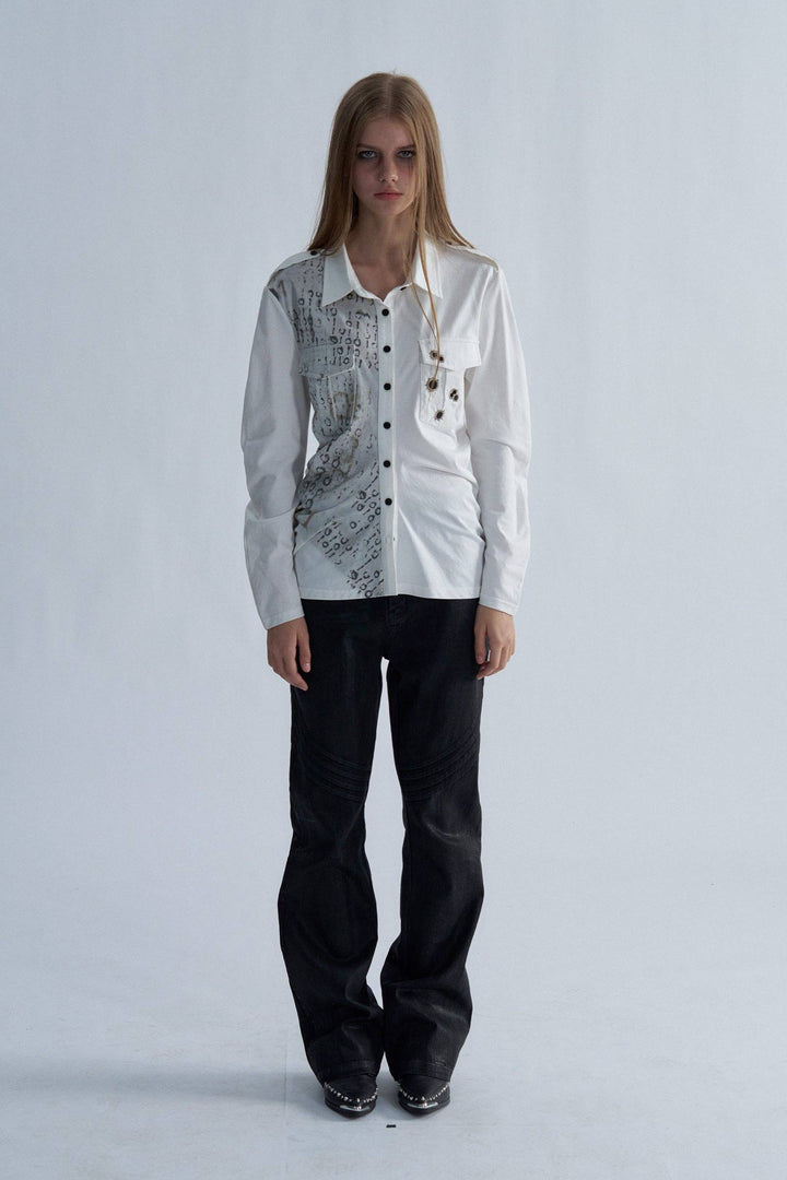 Static Ruched Button Shirt
