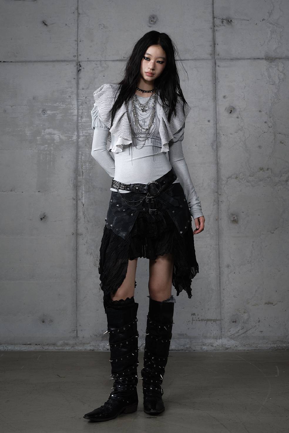 Slim Ruffled Flutter Shirt