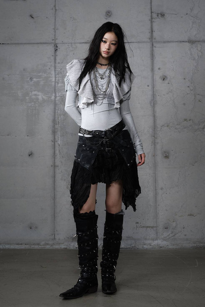 Slim Ruffled Flutter Shirt