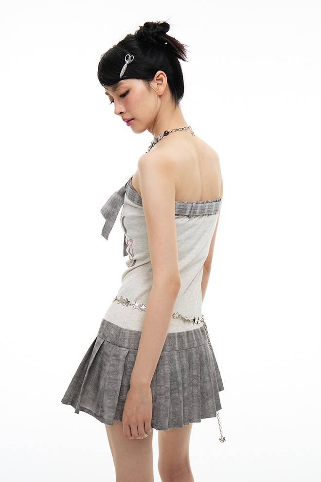 Graphic Bandeau Mini Dress