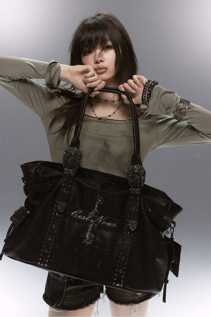 Studded Cross Biker Bag