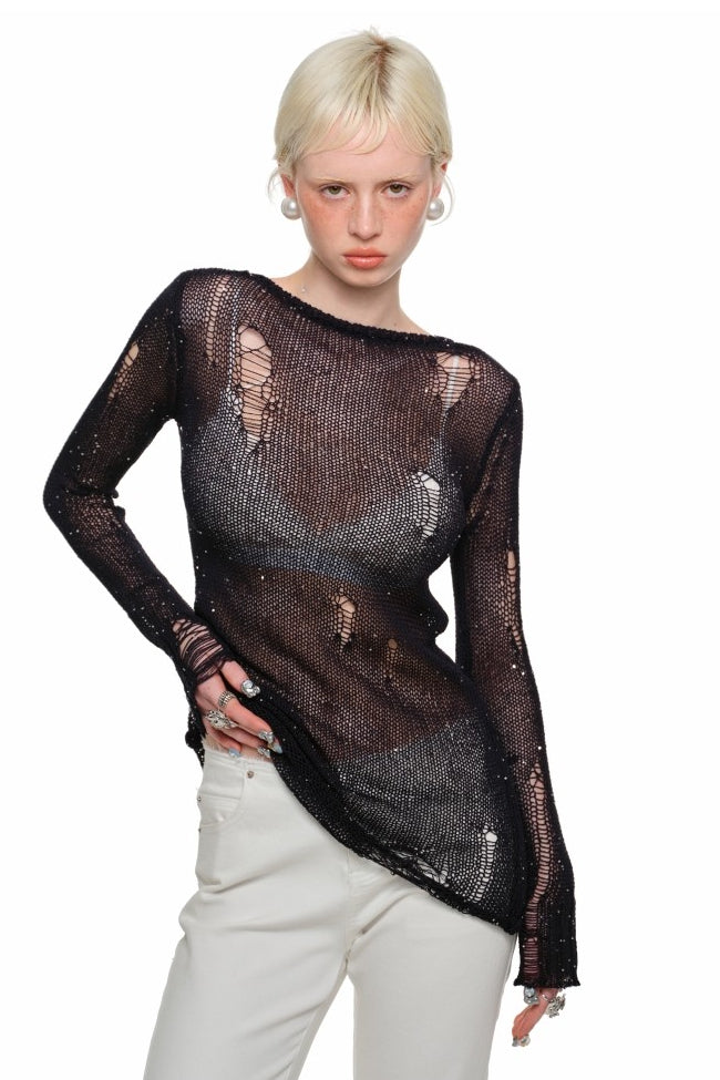 Reversible V-Neck Knit Pullover