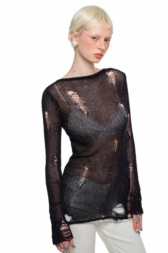 Reversible V-Neck Knit Pullover